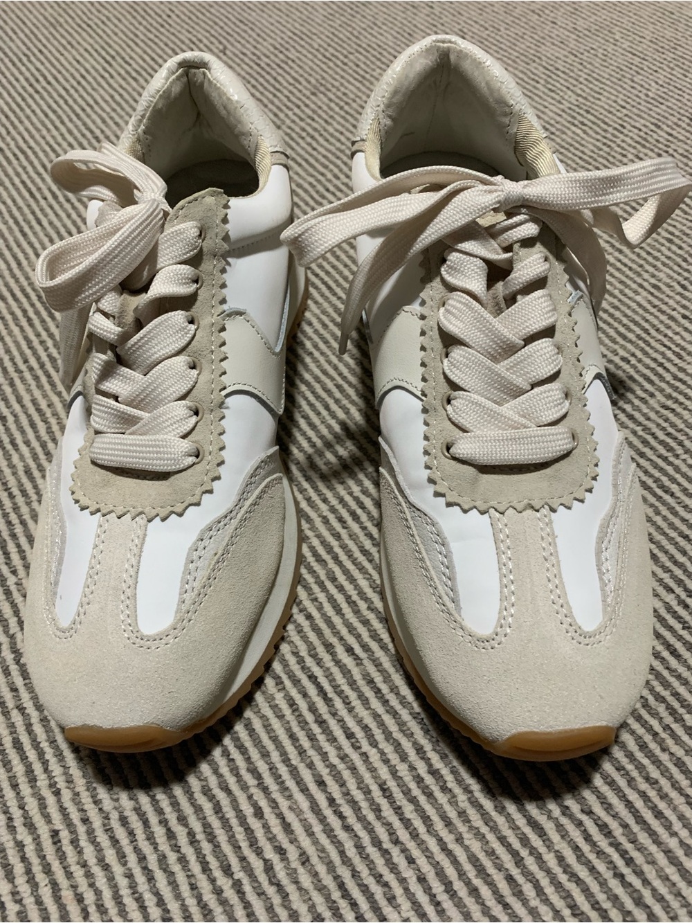 Dolce Vita Cream & White Suede-Accent Sneakers